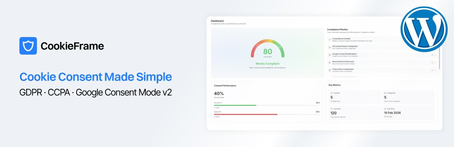 CookieFrame WordPress Plugin — Free Cookie Consent